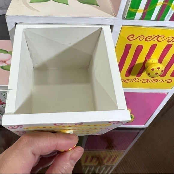 Hand painted 6 compartment organizer with drawers. 90s - Picture 3 of 15